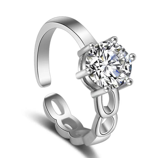 zilveren dames ring met zirkonia steen